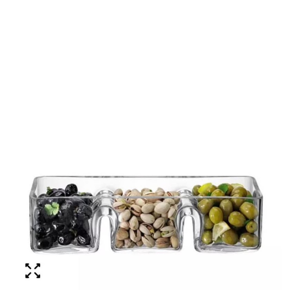 LSA Clear Glass 3-Compartment Snack Server